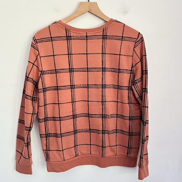 Scotch & Soda Plaid Crew Neck Cotton Pullover Top Size M Orange - Picture 5 of 7